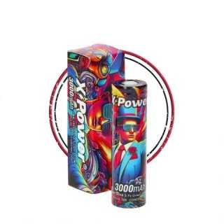 Image principale representant un accu 18650 en 3000 mah de la marque x power disponible chez vap expert
