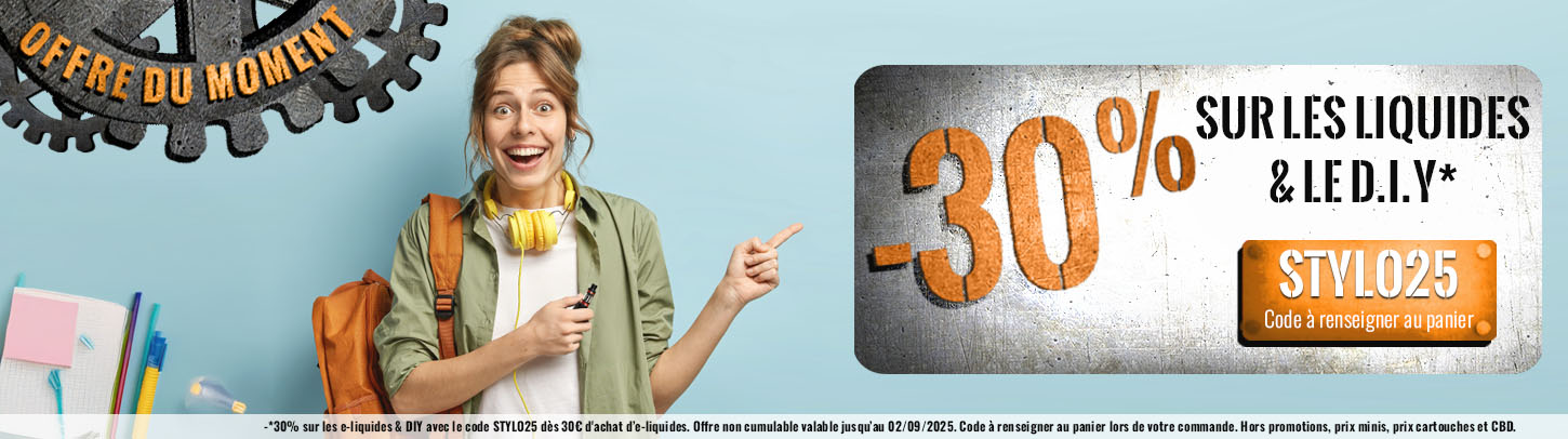 Vap’Expert vous accompagne pour une reprise au top… ne passez pas à côté ! -30% sur tous les eliquides et DIY chez VAP'EXPERT