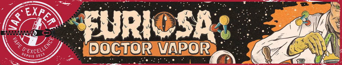 Bannière présentant les e-liquides de la marque Furiosa Doctor Vapor.