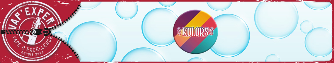 Bannière présentant les e-liquides de la gamme Kolors du fabricant KMLS.