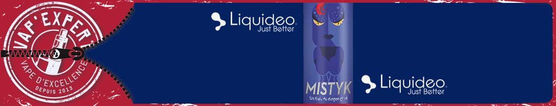 Bannière représetant le e-liquide Mistyk au format 50ml de la marque Liquideo.